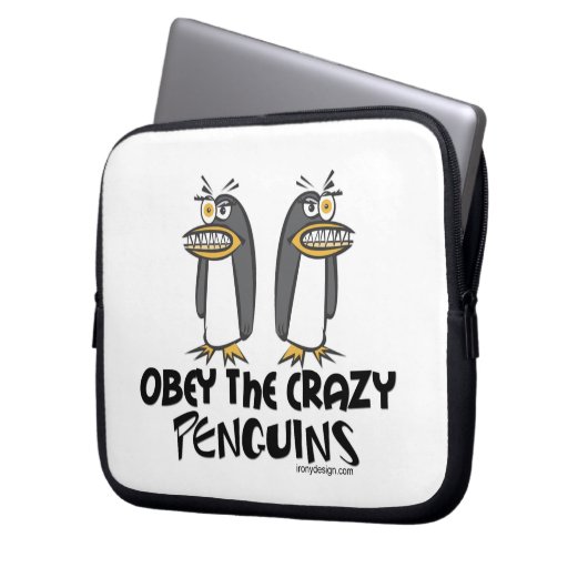 Befolgen Sie die verrückten Pinguine! Laptopschutzhülle (Vorderseite Links)