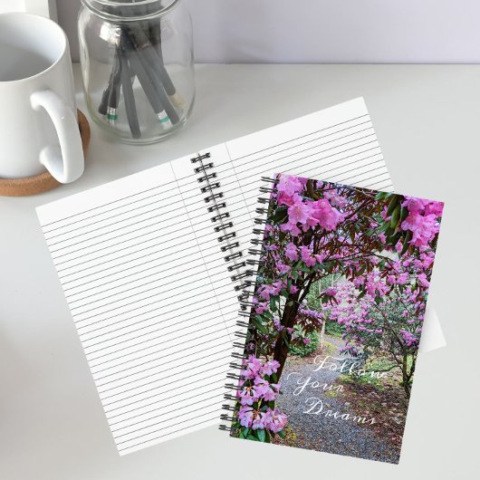 Befolgen Sie Ihre Träume Garten Weg Blumen Notizblock