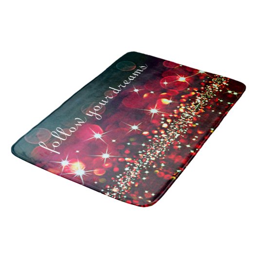 Befolgen Sie Ihre Träume Glitzer Sparkle Bath Mat Badematte (Schrägansicht)
