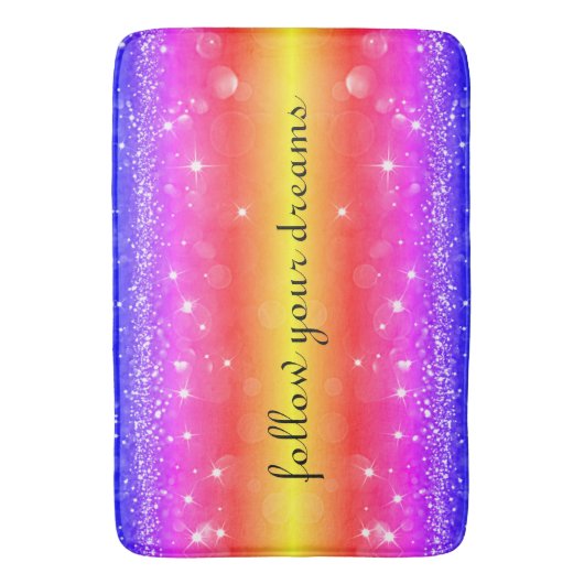 Befolgen Sie Ihre Träume Rainbow Sparkat Badematte (Vorderseite Vertikal)