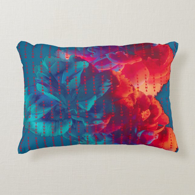 Befolgen Sie Ihre Träume Zitate farbige Blume Dekokissen (Vorderseite)