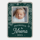 Befördert nach Meema | Baby Foto Oma Rahmen-Ornament Silber (Vorderseite)