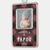 Befördert nach Papou | Foto Grandpa Rahmen-Ornament Silber (Links)