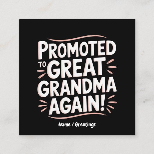 Befördert zu Großgroßmutter wieder Spaß Schwangers Quadratische Visitenkarte (Vorderseite)