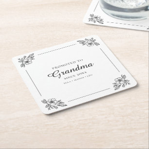 Befördert zu Oma Classic Elegant Minimal Floral Rechteckiger Pappuntersetzer