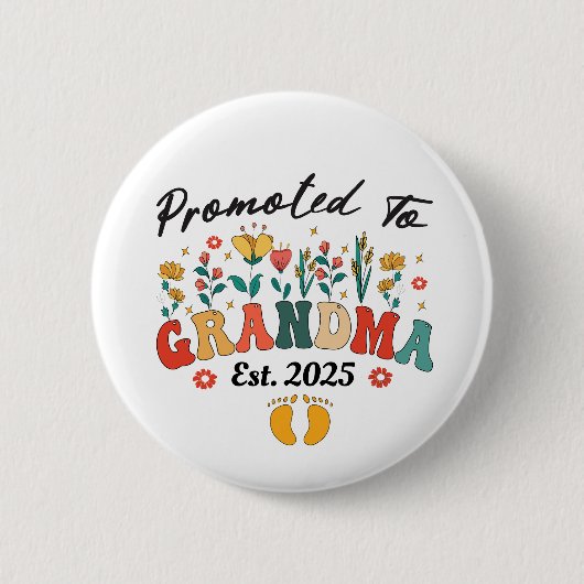 Befördert zu Oma est. 2024 Großeltern Button (Vorderseite)