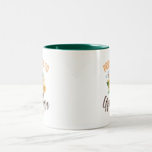 Befördert zu Oma Floral Sonnenblume Personalisiert Zweifarbige Tasse (Mittel)