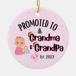Befördert zu Oma&Opa - Baby Girl Xmas Keramik Ornament