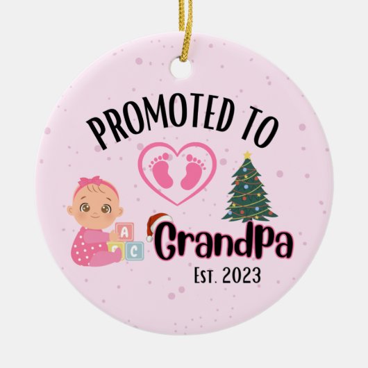 Befördert zu Opa - Baby Girl Xmas Keramik Ornament (Vorne)