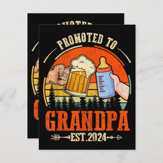 Befördert zu Opa Est 2024 Retro Väter Day New Begleitkarte (Vorne/Hinten)