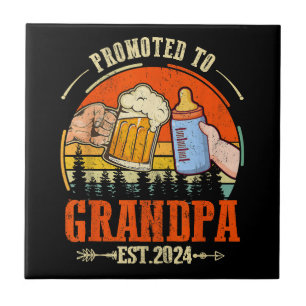 Befördert zu Opa Est 2024 Retro Väter Day New Fliese