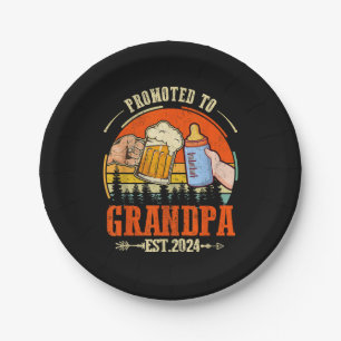 Befördert zu Opa Est 2024 Retro Väter Day New Pappteller