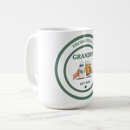 Befördert zu Opa Est. 2025 Kaffeetasse (Vorderseite Links)