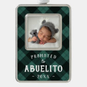 Befördert zum Abuelito Baby Foto Rahmen-Ornament Silber (Vorderseite)