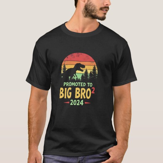 Befördert zum Big Bro Squared 2024 Dinosaur Funny  T-Shirt (Vorderseite)