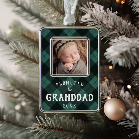 Befördert zum Granddad Baby Foto Rahmen-Ornament Silber