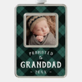 Befördert zum Granddad Baby Foto Rahmen-Ornament Silber (Vorderseite)