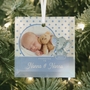 Befördert zum Nonna Nonno Baby Boy Foto Ornament Aus Glas