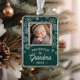 Befördert zum Oma Baby Foto Rahmen-Ornament Silber