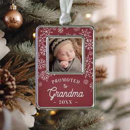 Befördert zum Oma Baby Foto Rahmen-Ornament Silber