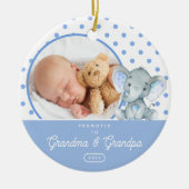 Befördert zum Oma Grandpa Baby Boy Foto Keramik Ornament (Vorne)