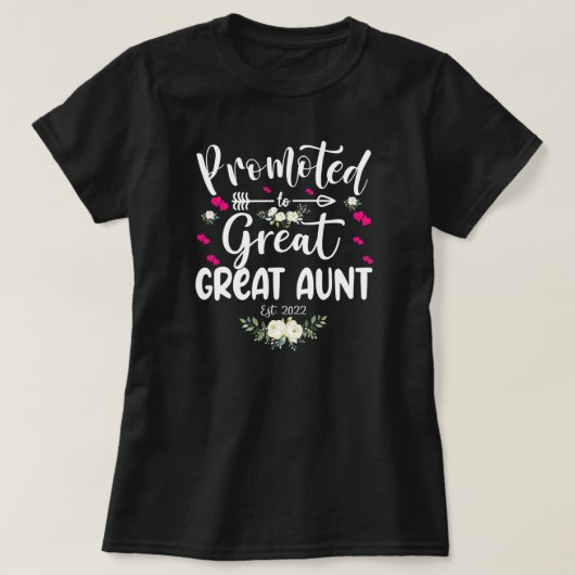 Befördert zur großen Tante mit Herzfloralmutter T-Shirt (Design vorne)