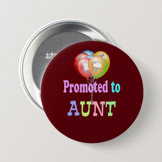 Befördert zur Tante, Ballons Feiern Button (Vorne & Hinten)