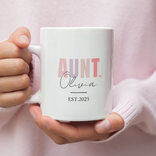 Befördert zur Tante EST 2025   Personalisierte neu Zweifarbige Tasse