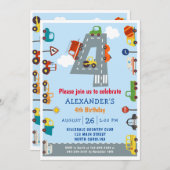 Beförderung 4. Geburtstag Party Einladung (Vorne/Hinten)