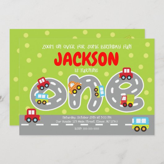 Beförderung Erster Geburtstag Einladung (Vorne/Hinten)