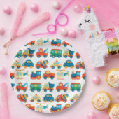 Beförderung Niedlicher, farbiger LKWs Geburtstag Pappteller (Party)