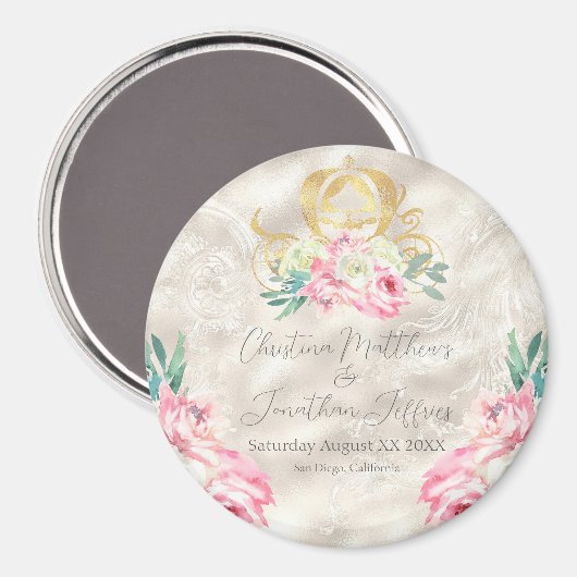 Beförderung und rosa Blume Märchenalm Magnet (Vorderseite/Rückseite)