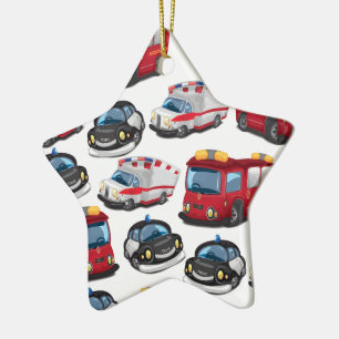 Beförderung von Polizei, Ambulanz und Feuerwehr Keramik Ornament