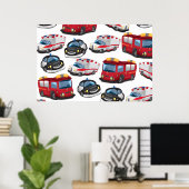 Beförderung von Polizei, Ambulanz und Feuerwehr Poster (Heimbüro)