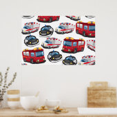 Beförderung von Polizei, Ambulanz und Feuerwehr Poster (Küche)