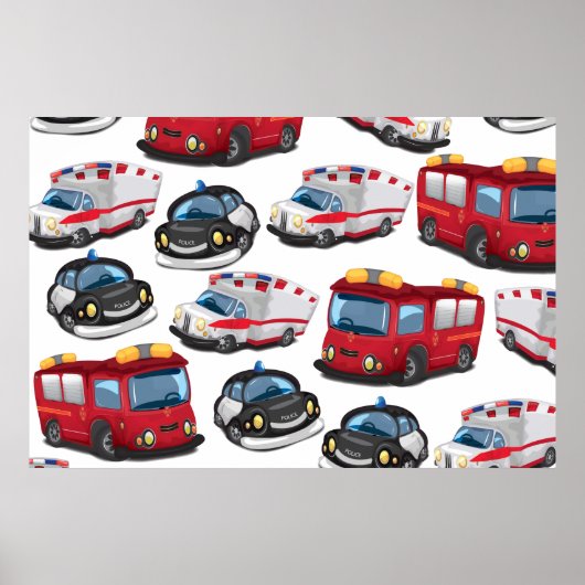 Beförderung von Polizei, Ambulanz und Feuerwehr Poster (Vorne)