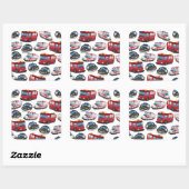 Beförderung von Polizei, Ambulanz und Feuerwehr Quadratischer Aufkleber (Blatt)