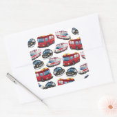 Beförderung von Polizei, Ambulanz und Feuerwehr Quadratischer Aufkleber (Umschlag)