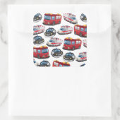 Beförderung von Polizei, Ambulanz und Feuerwehr Quadratischer Aufkleber (Tasche)