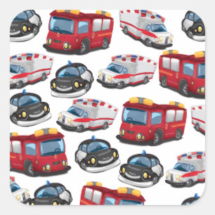 Beförderung von Polizei, Ambulanz und Feuerwehr Quadratischer Aufkleber