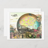 Beförderungsarten Viktorianischer Lithograph Postkarte (Vorne/Hinten)