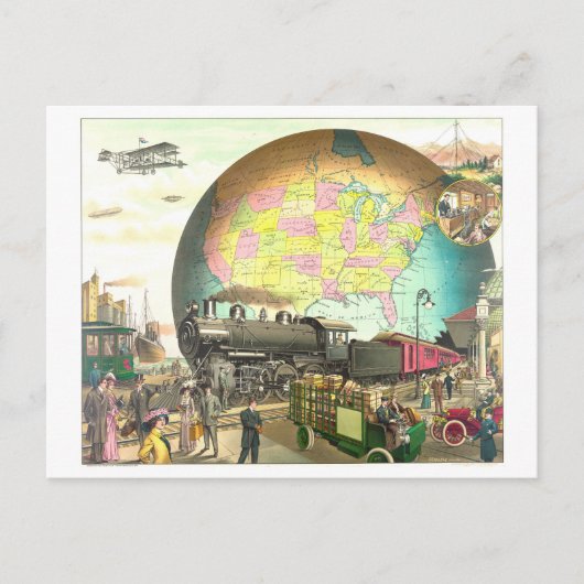 Beförderungsarten Viktorianischer Lithograph Postkarte (Vorderseite)