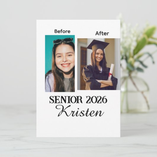 Before and after photo personalized graduation  (Stehend Vorderseite)