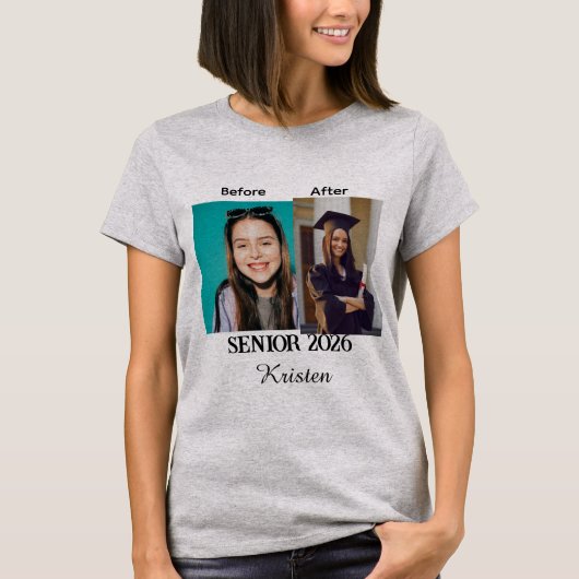 Before and after photo personalized graduation  T-Shirt (Vorderseite)