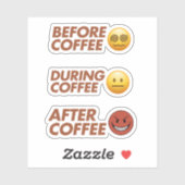 Before During After Coffee Mood Vector Art Aufkleber (Blatt)