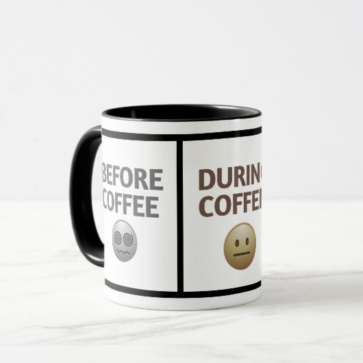 Before During After Coffee Mood Vector Art Tasse (Vorderseite Links)