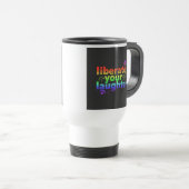 "Befreien Sie Ihr Lachen" Reisecoffee Mug. Reisebecher (VorderseiteRechts)