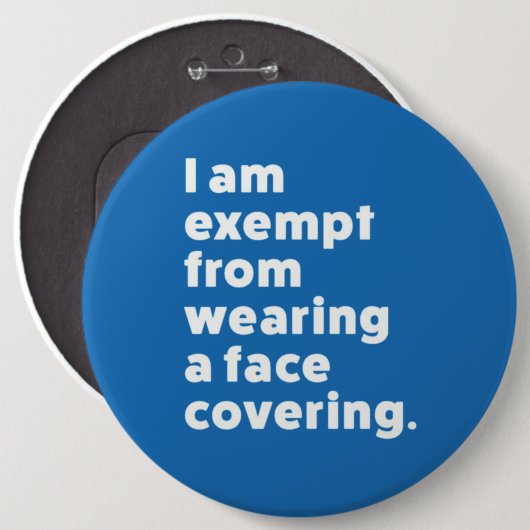 Befreiung vom Tragen eines Gesichts Button (Vorne & Hinten)