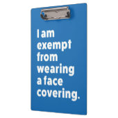 Befreiung vom Tragen eines Gesichts Klemmbrett (Links)