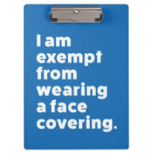 Befreiung vom Tragen eines Gesichts Klemmbrett (Vorderseite)